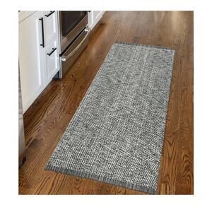 LEEVAN Washable Kitchen Rug 2' x 4.3', Boho Bathroom Runner Rug Grey Reversible